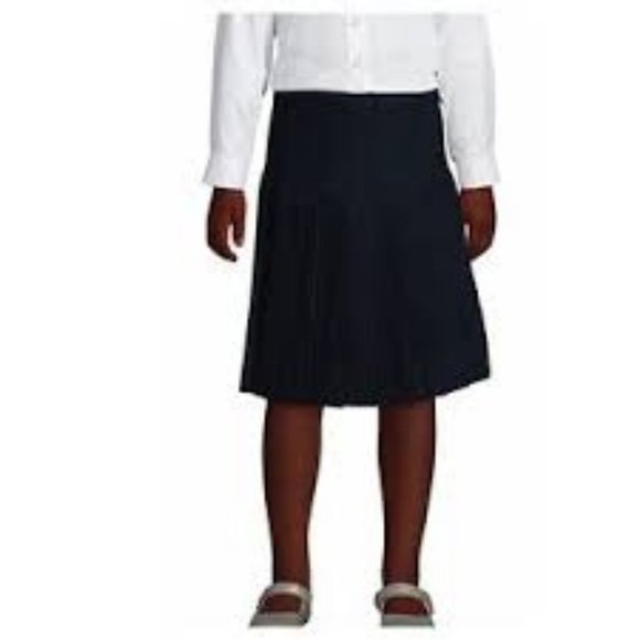 NWT LANDS' END UNIFORM GIRLS SOLID PLEATED BELOW THE KNEE SKIRT CLASSIC NAVY 4 - Picture 1 of 7